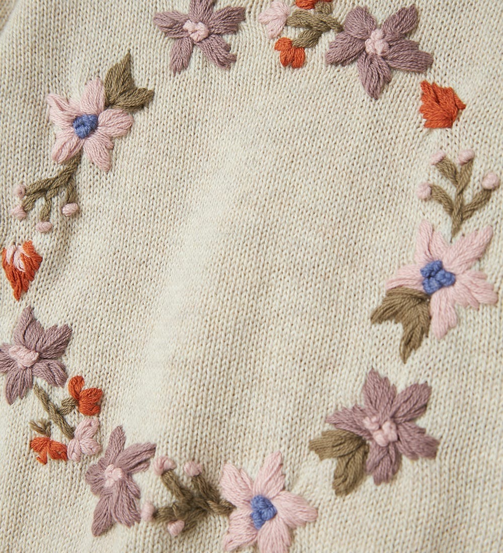 PULLOVER BEIGE CON RICAMI A FIORI – Name it - immagine 3