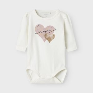 MAGLIA BODY M/L  BIANCA CON CUORE – Name it