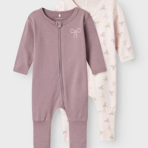 SET 2PZ PIGIAMA CON ZIP LILLA e ROSA CON FIOCCHI – Name it