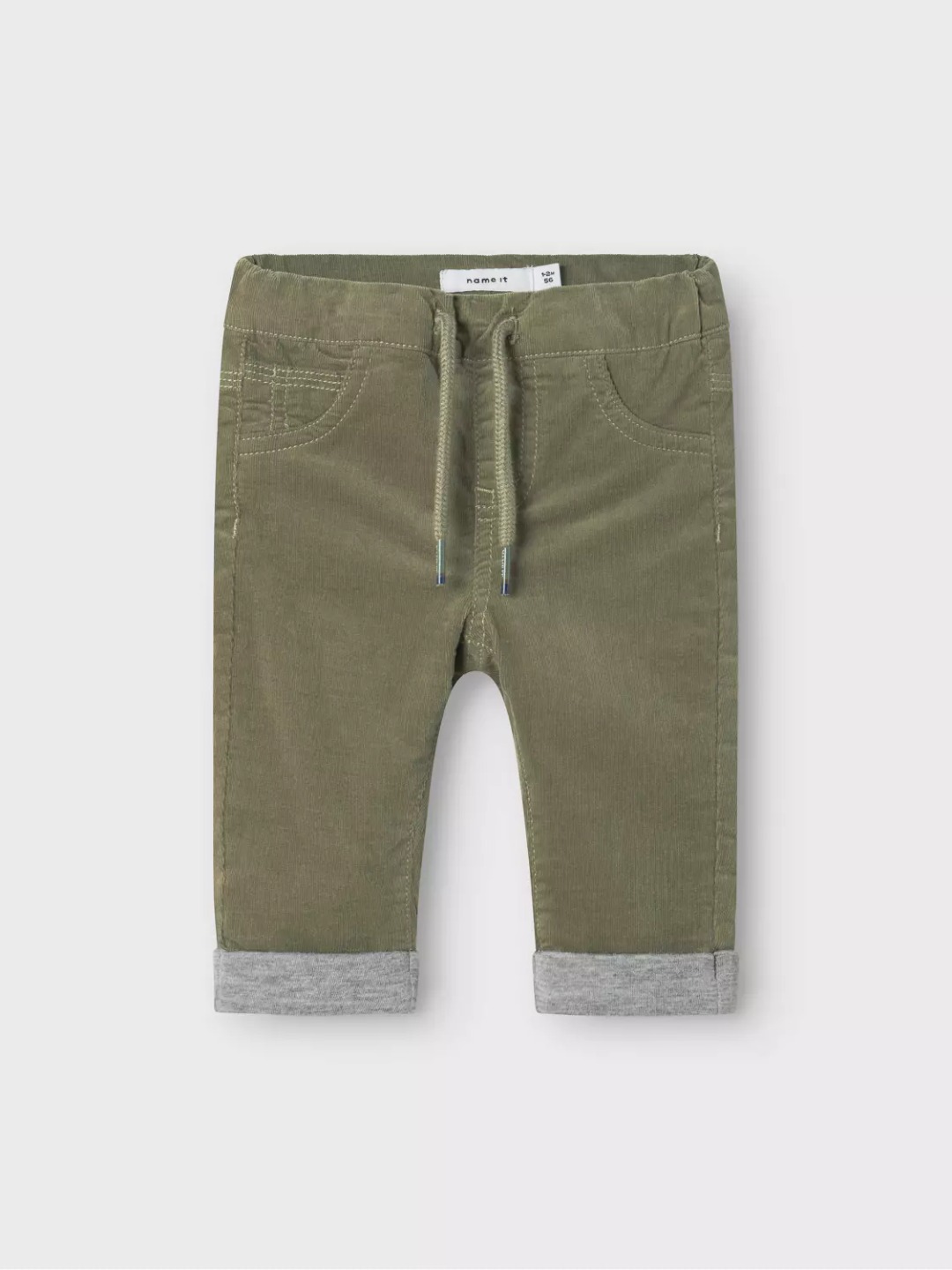 PANTALONE VELLUTO VERDE con RISVOLTO – Name it