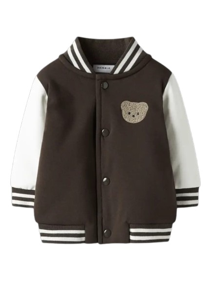 FELPA CON BOTTONI E RICAMO ORSO MARRONE – Name it