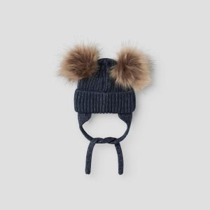 CAPPELLO MELANGE BLU CON POMPON – Name it