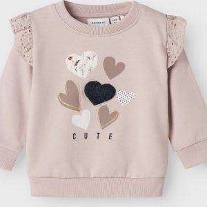 FELPA ROSA CON VOLANT E CUORI – Name it