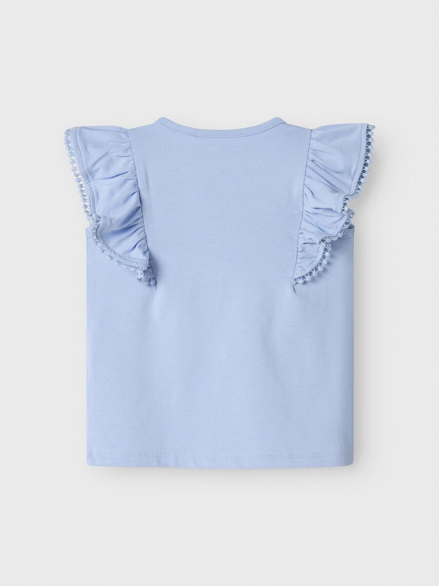 T-SHIRT M/C CELESTE CON VOLANT – NAME IT - immagine 3