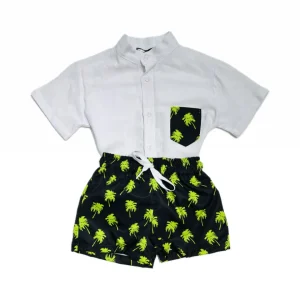 Coordinato Neonato Camicia in Cotone e Costume Mare
