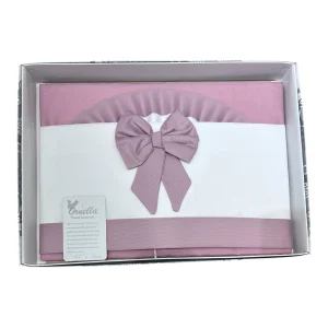Ornella Coordinato Carrozzina 100% Cotone Fiocco Lenzuola Sopra Sotto e Federa