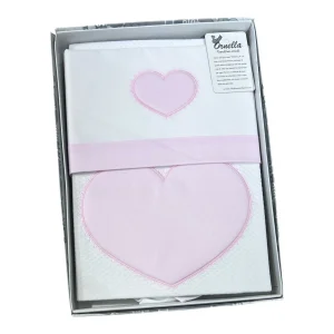 Ornella Coordinato Cuore Passeggino Copertina Cotone Più Lenzuola Sopra Sotto Federa 100% Cotone