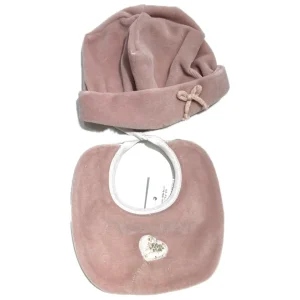 La Margherita Cappellino e Bavetta Completo Due Pezzi in Ciniglia Neonata