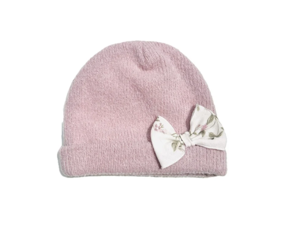 Le Chicche Cappellino Nascita in Ciniglia con Fiocco Interno Foderato in Cotone - immagine 2