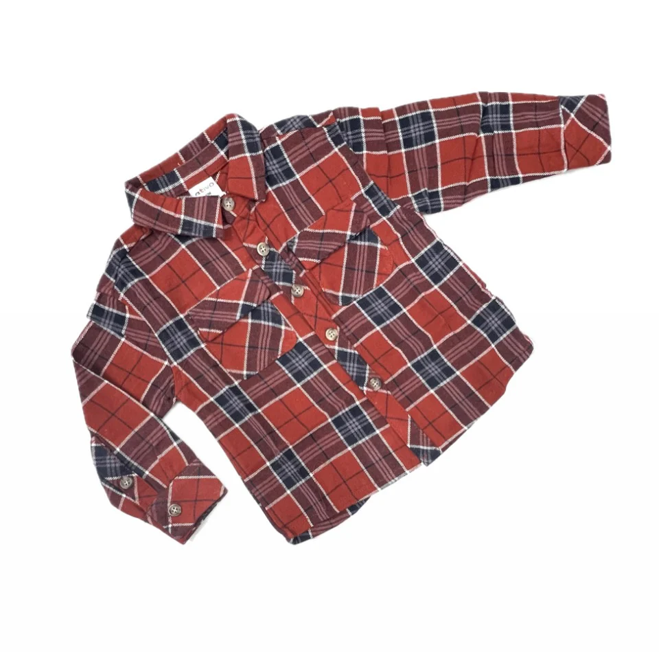 Ativo Camicia Scozzese in Flanella Leggera Da Neonati - immagine 2