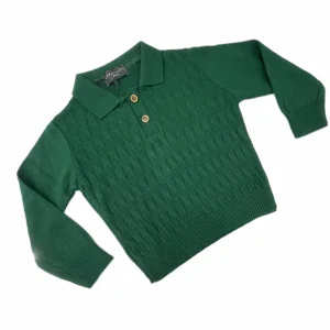 Polo Lana Rasata Bambino Dettagli Bottoncino Legno