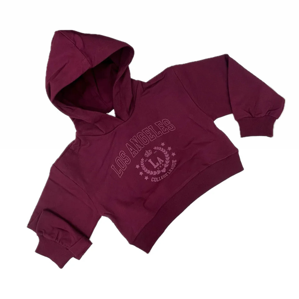 Ativo Felpa College Crop Con Cappuccio Da Bambina