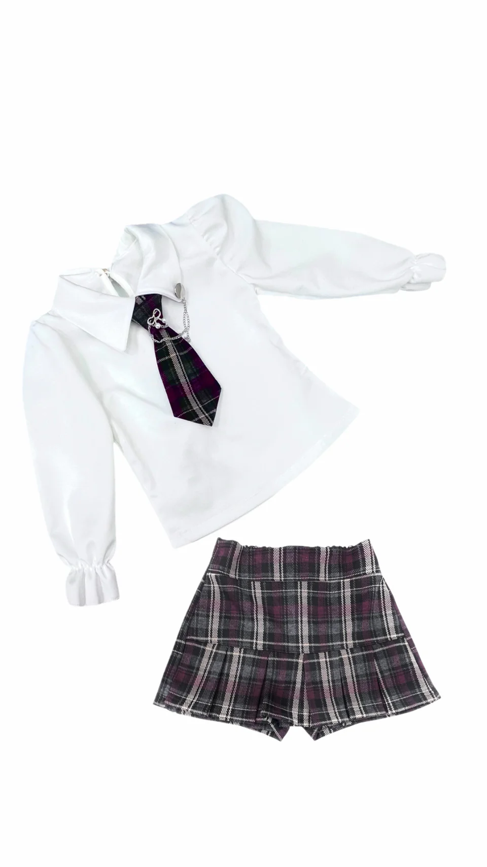 Completo Camicia e Gonna Short con Cravatta Da bambina Invernale - immagine 2