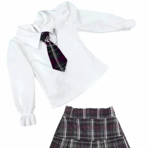 Completo Camicia e Gonna Short con Cravatta Da Neonata Invernale