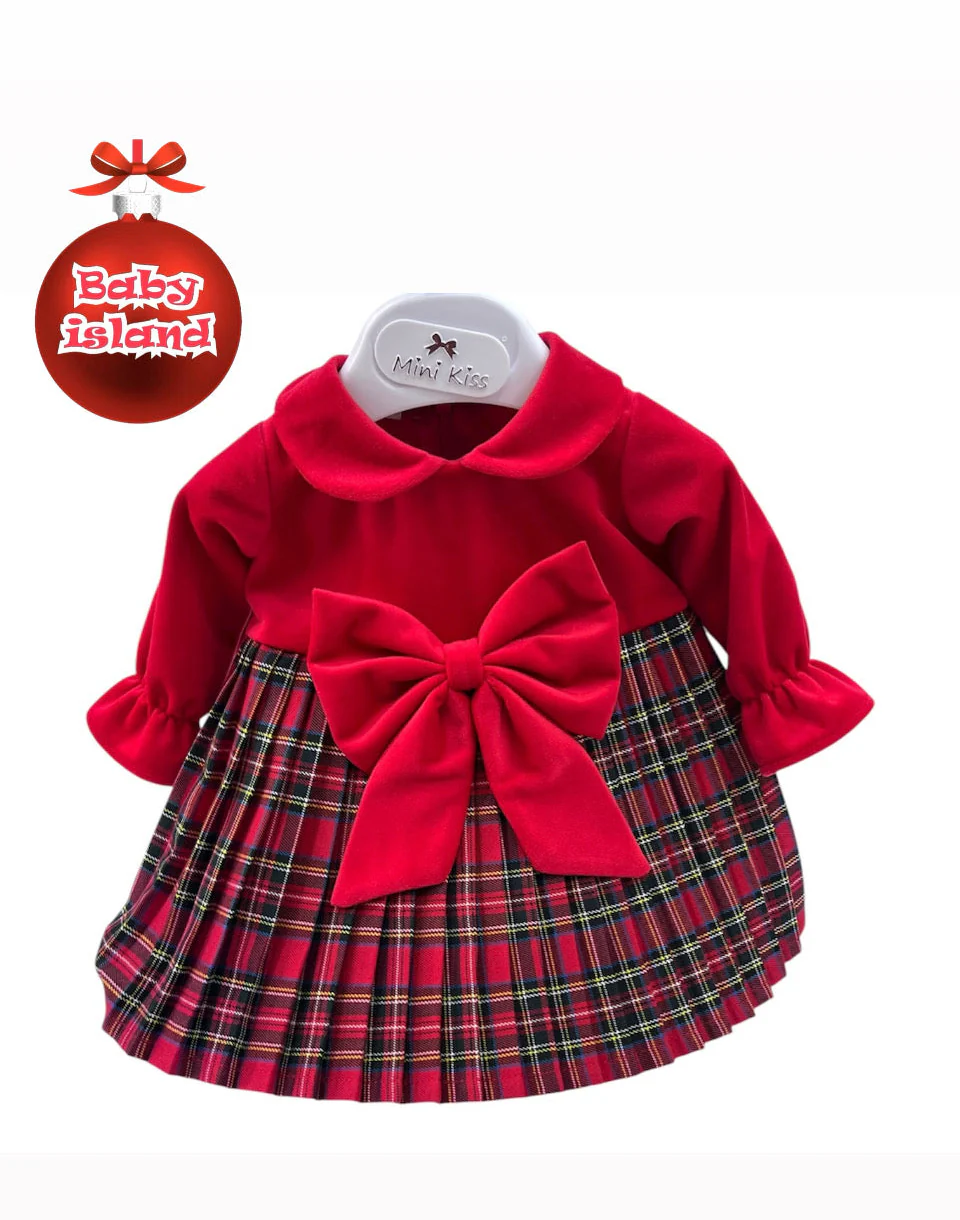 Abitino Natalizio in Velluto e Tartan Plissè - immagine 2