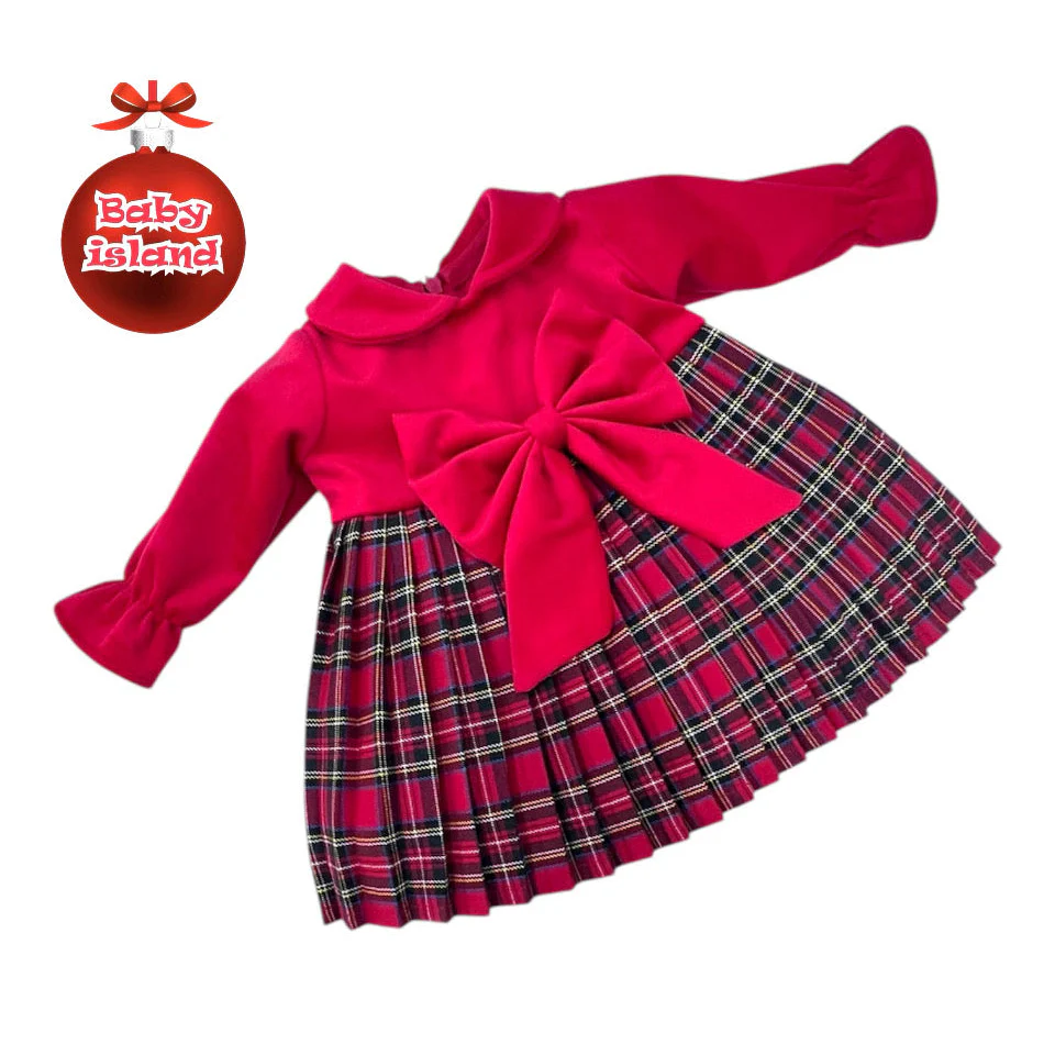 Abitino Natalizio in Velluto e Tartan Plissè - immagine 3