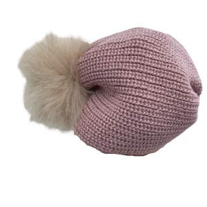 Turbante in lana Mordida con Pom Pon in Pelliccia Da Neonata