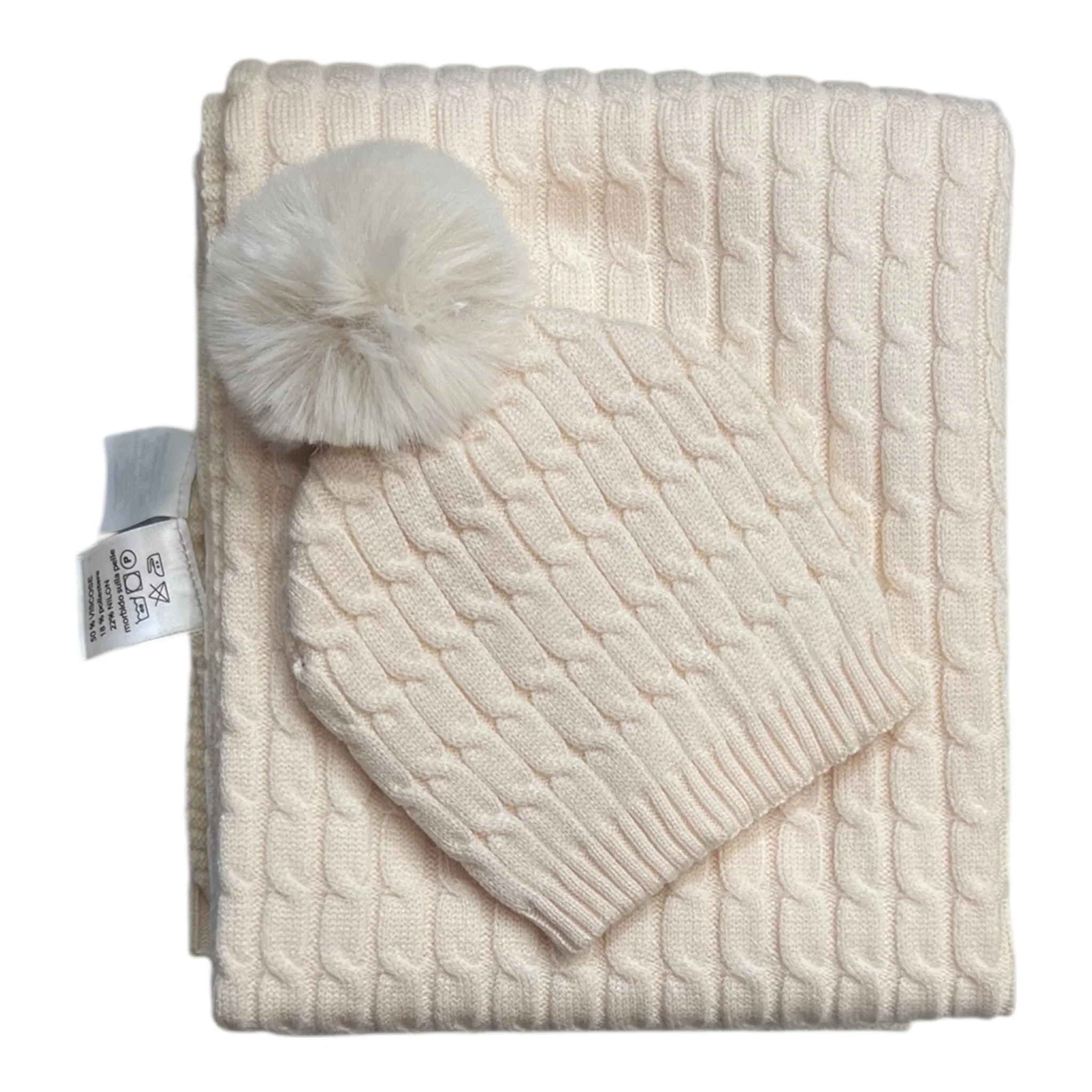 Batuffolini Copertina Culla Smacchinata con Cappello Pompon Primi Giorni - immagine 5
