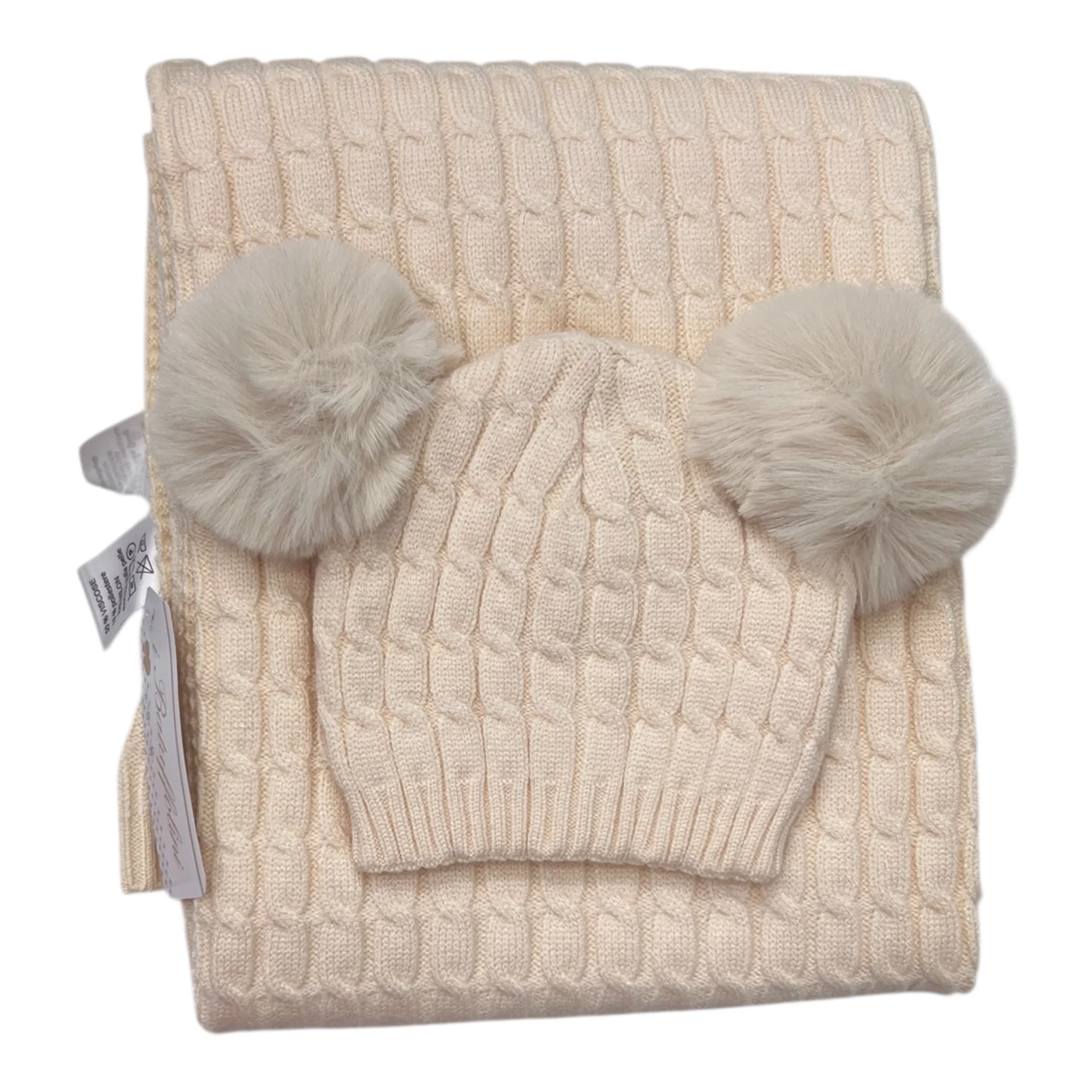 Batuffolini Copertina Culla Smacchinata con Cappello Pompon Primi Giorni