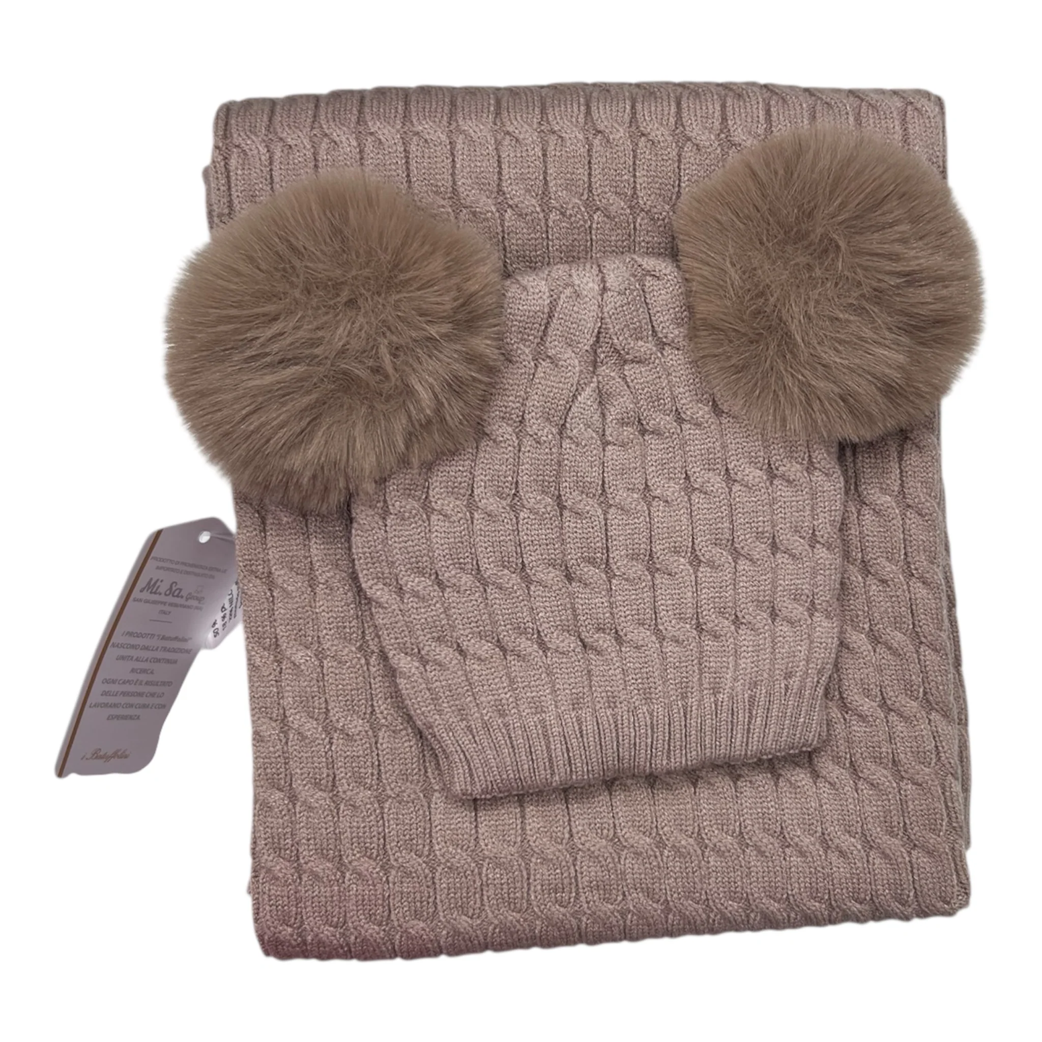 Batuffolini Copertina Culla Smacchinata con Cappello Pompon Primi Giorni - immagine 3