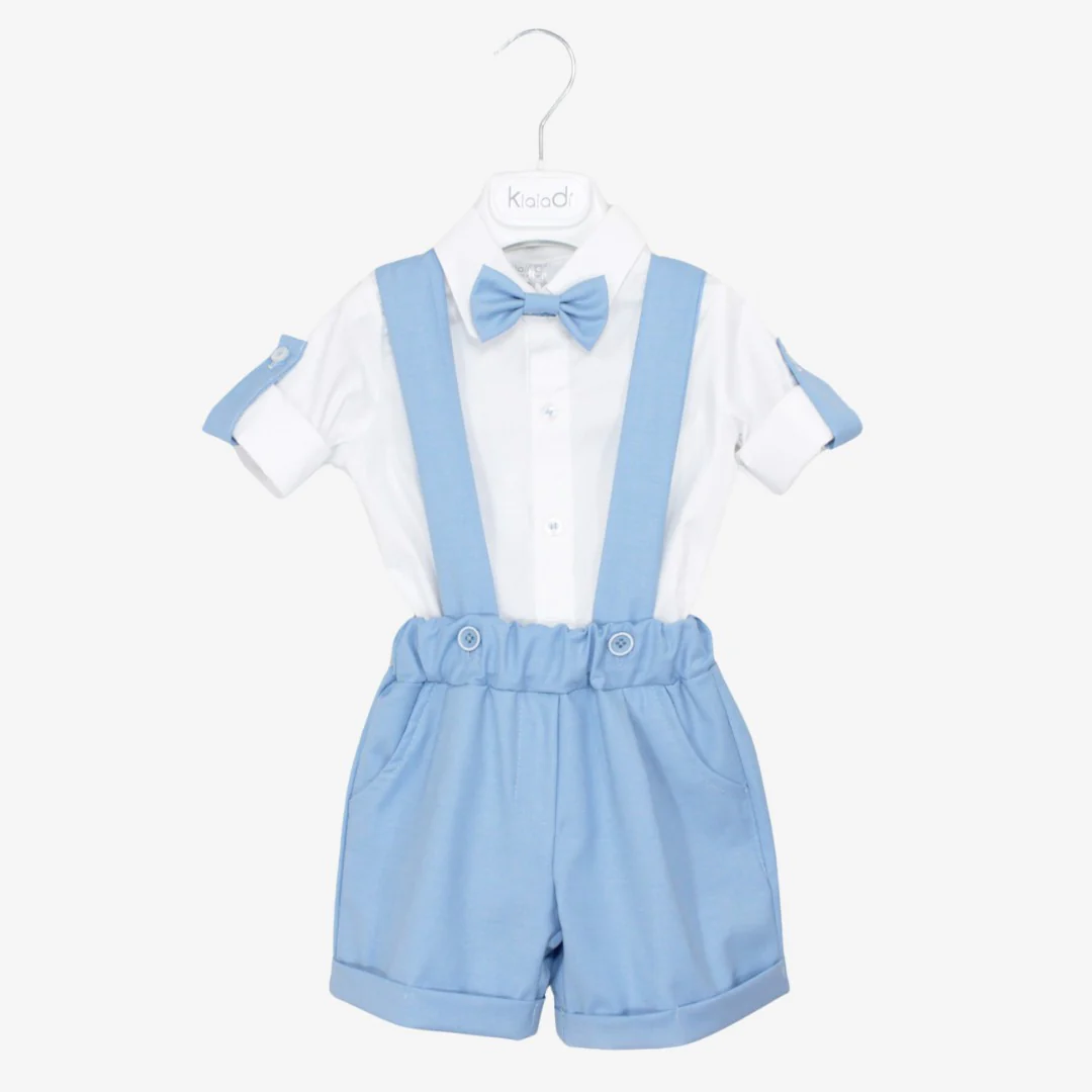 Klaiadi Salopette Neonato Elegante con Camicia e Papillon - immagine 2