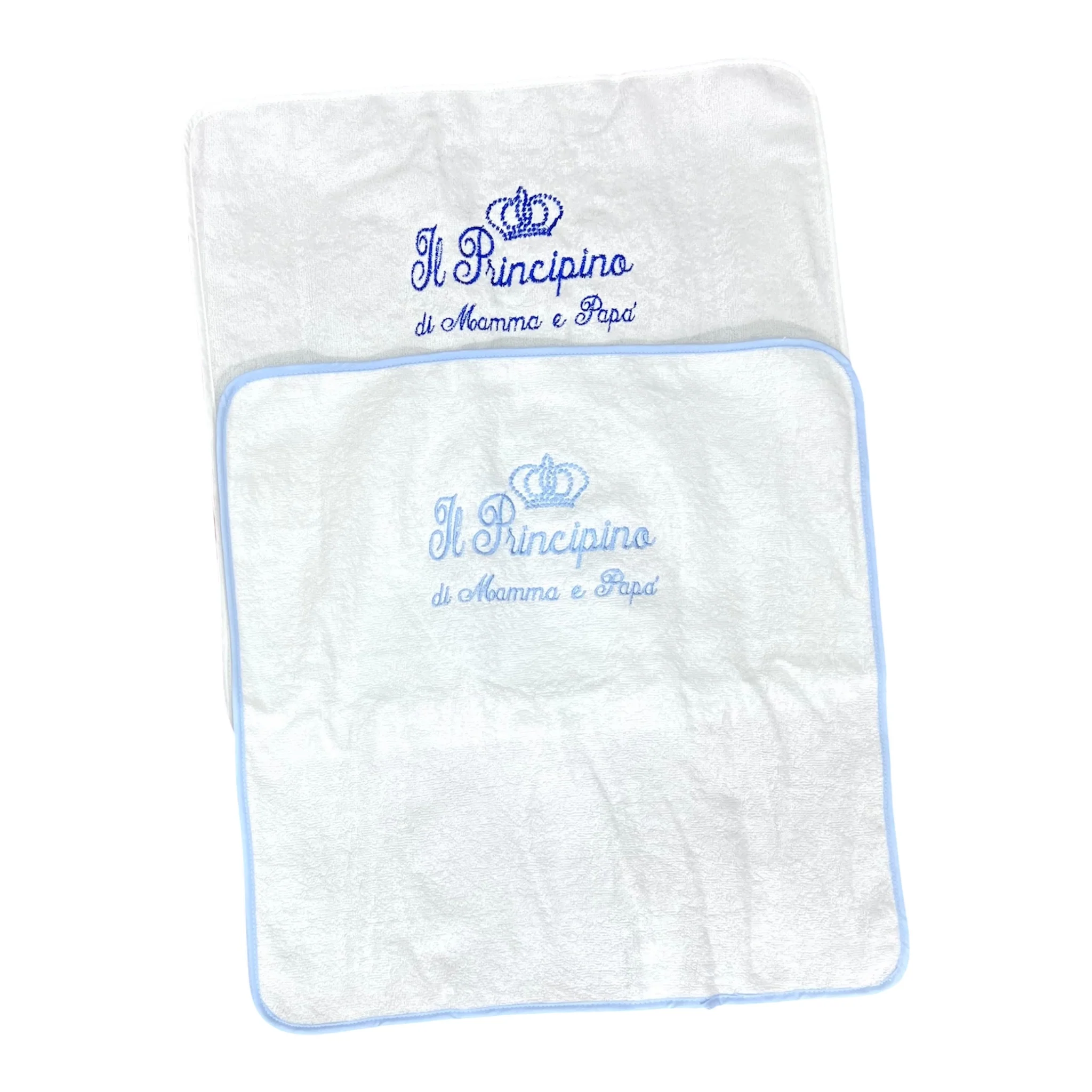 Set 2 Quadrati in Spugna Ricamati Principino/Principessa - immagine 3