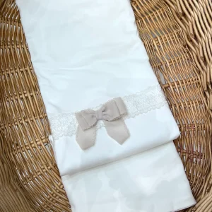 Le Chicche Copertina in Cotone Bielastico con Fiocco e Macramè