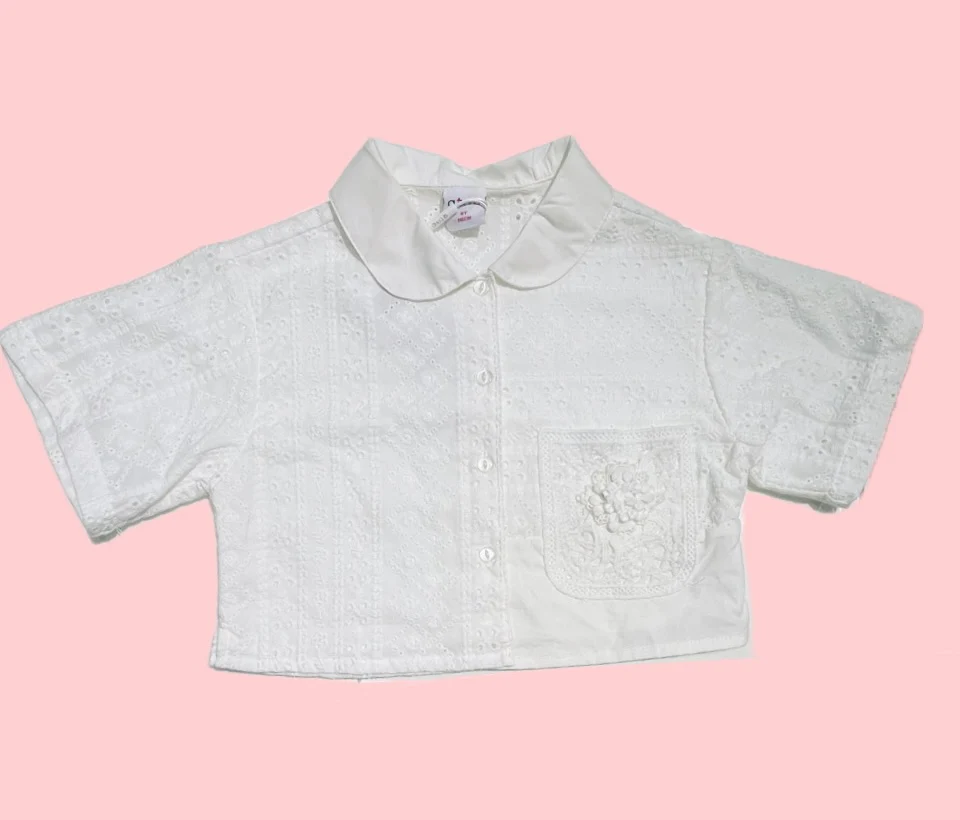 Ativo Camicia Mezza Manica Bambina in Pizzo San Gallo - immagine 2