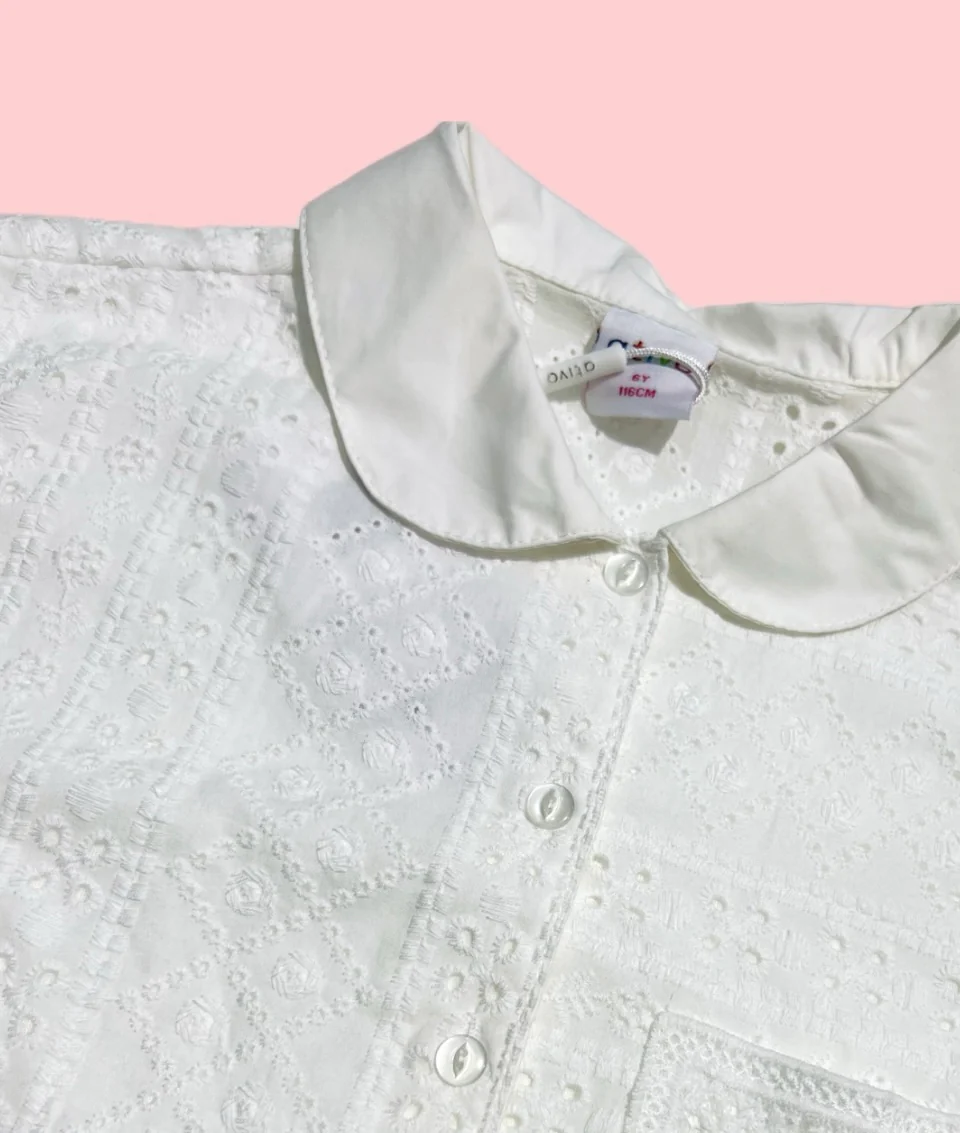 Ativo Camicia Mezza Manica Bambina in Pizzo San Gallo - immagine 4