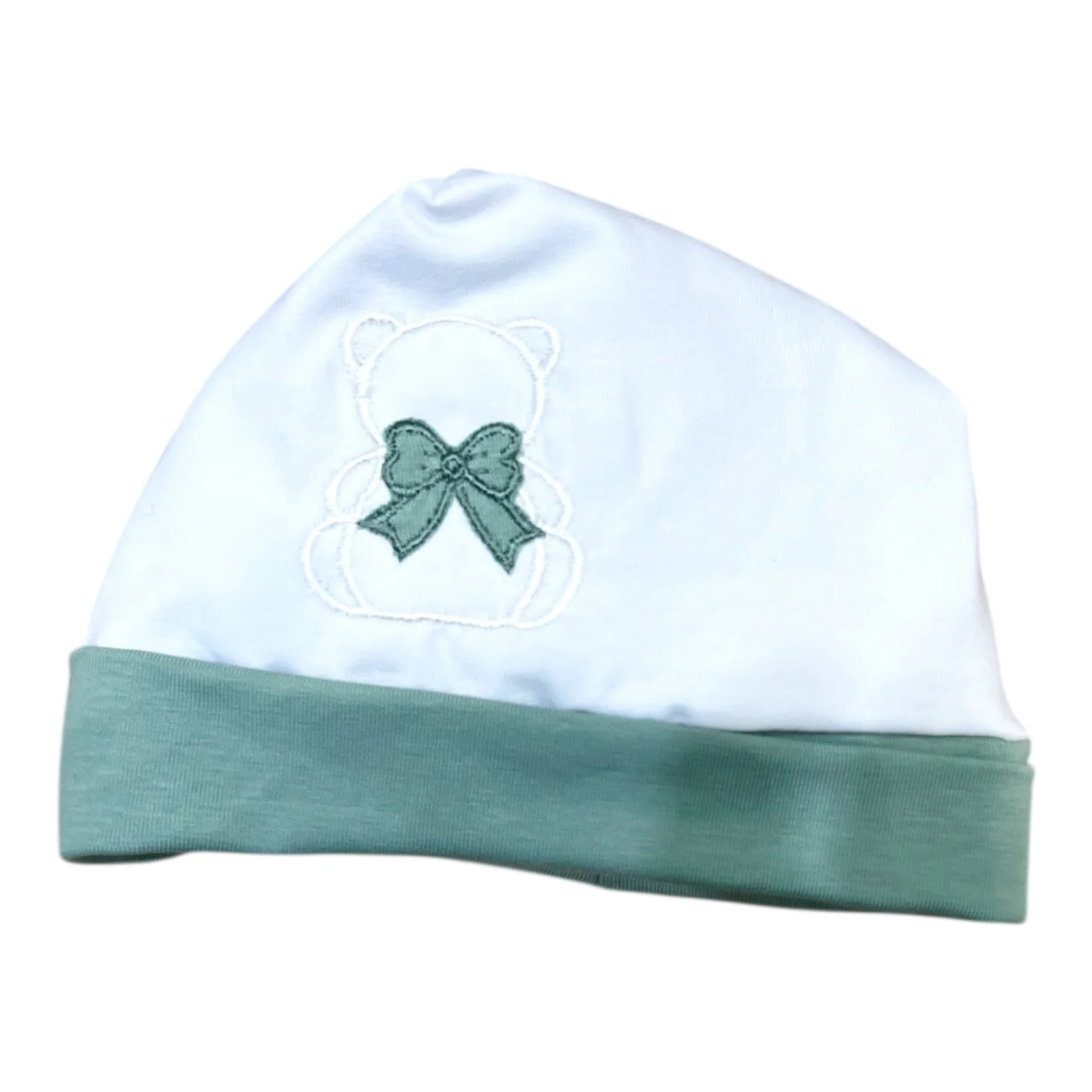 Tenerotti Cappellino in Cotone Nascita Con Ricamo Orsetto con Fiocco - immagine 2