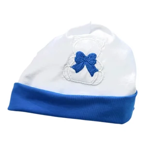 Tenerotti Cappellino in Cotone Nascita Con Ricamo Orsetto con Fiocco