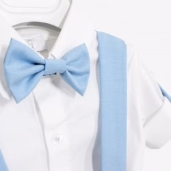 Klaiadi Salopette Neonato Elegante con Camicia e Papillon - immagine 3