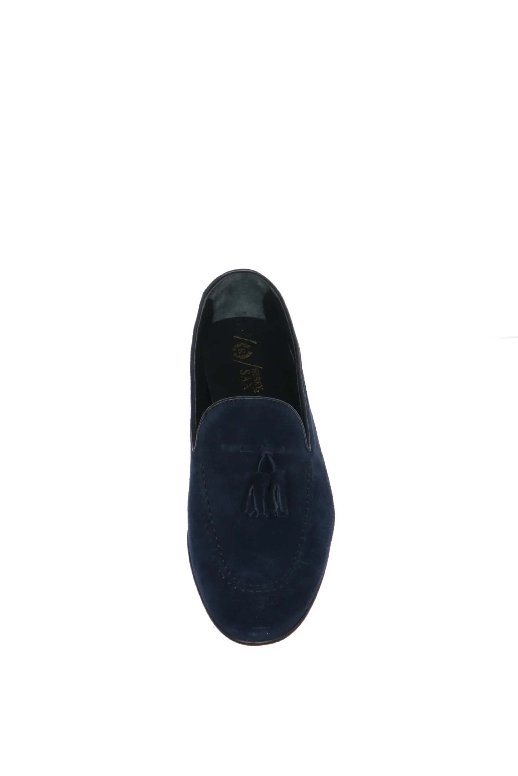 Mocassino in camoscio blu con moppine Herry Sax - immagine 4