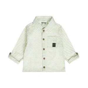 Dirkje Camicia Neonato a Righe con Dettagli bottoncino in Legno