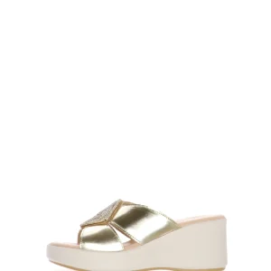 Sandalo in pelle argento e platino con accessorio gioiello Cinzia Soft