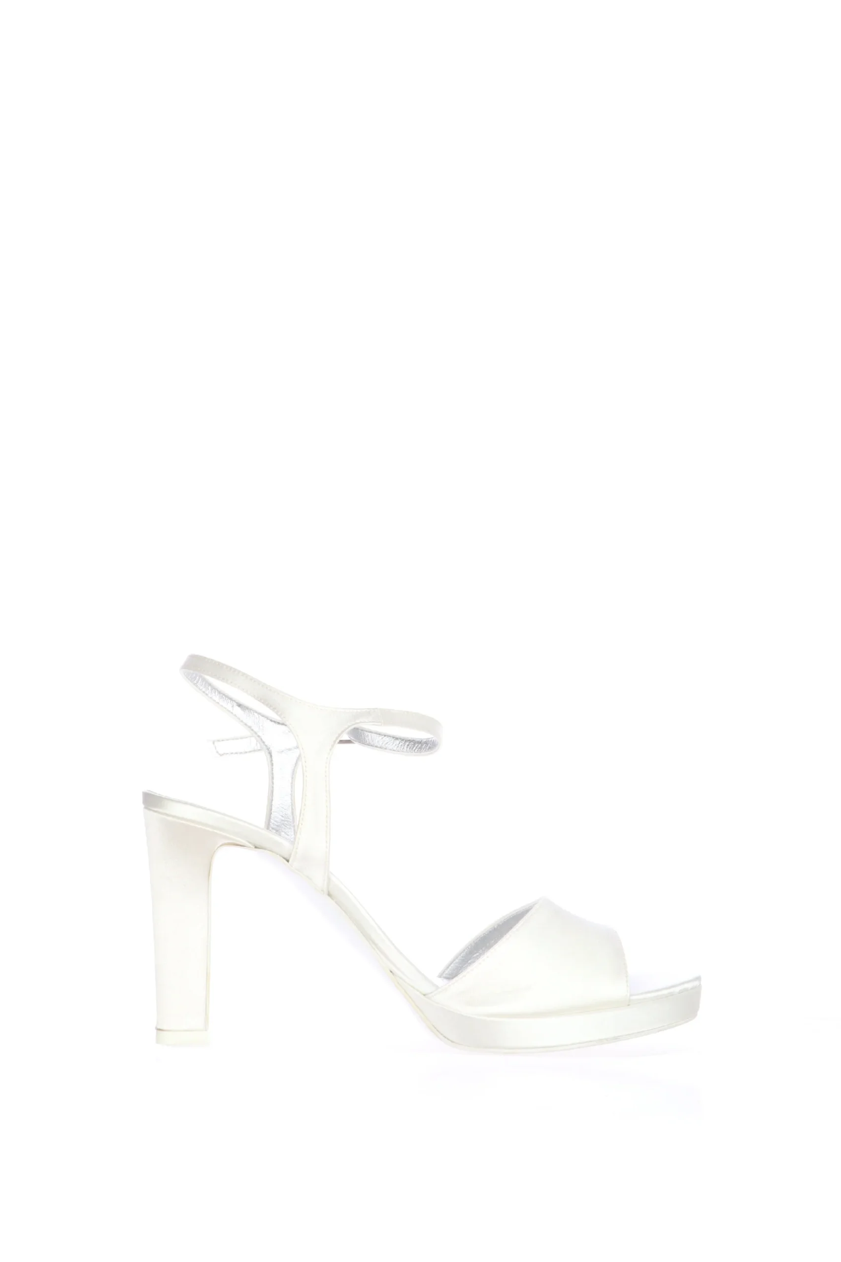 Sandalo sposa in raso bianco seta tacco 8 Joel - immagine 4