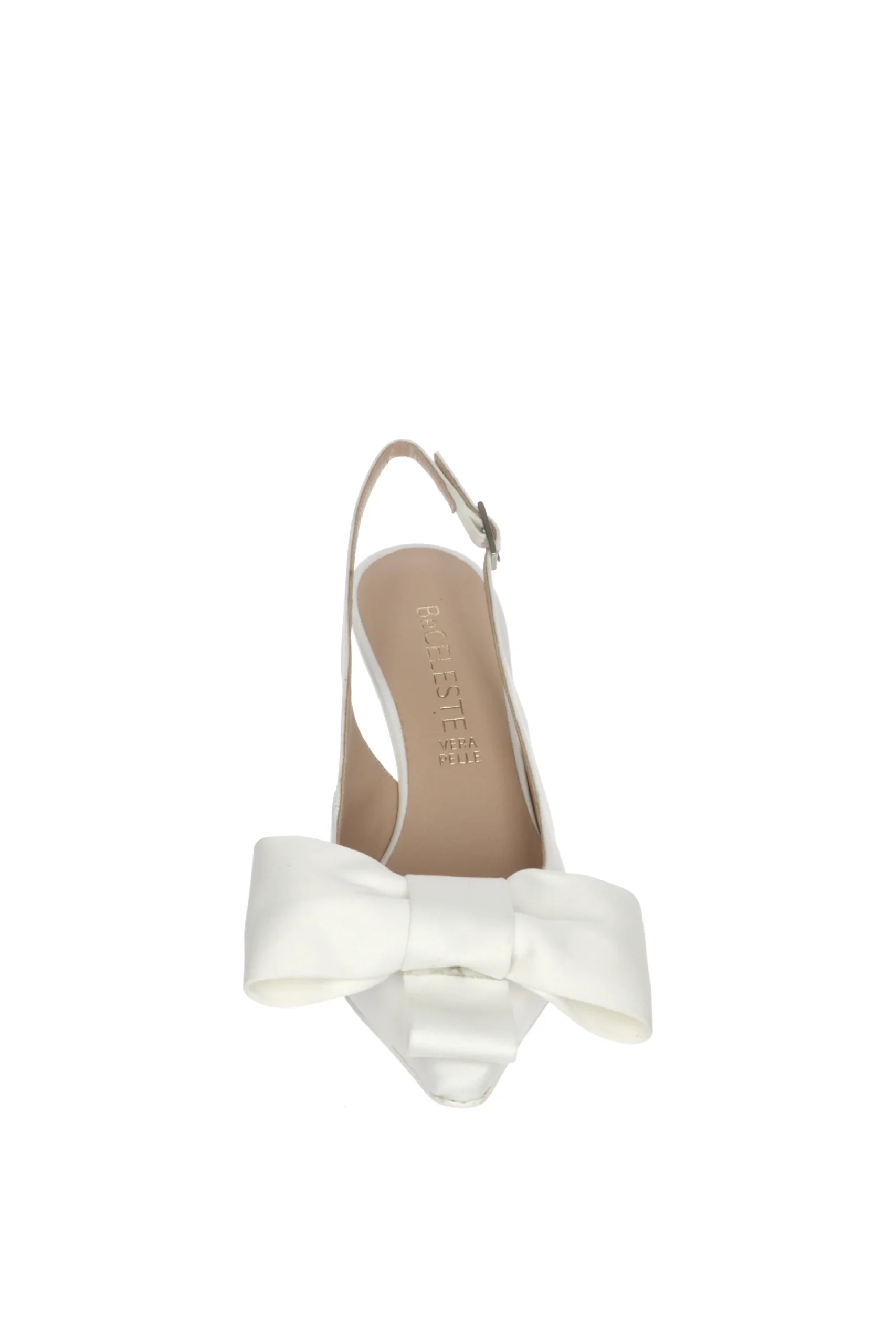 Slingback Giulia in raso bianco seta con fiocco - immagine 7