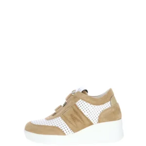 Snekaers bianca e beige con velcro Melluso 33 e 34