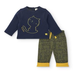 TUTA MAGLIA BLU E PANTALONE VERDONE LOVELY KITTENS – Tuc tuc