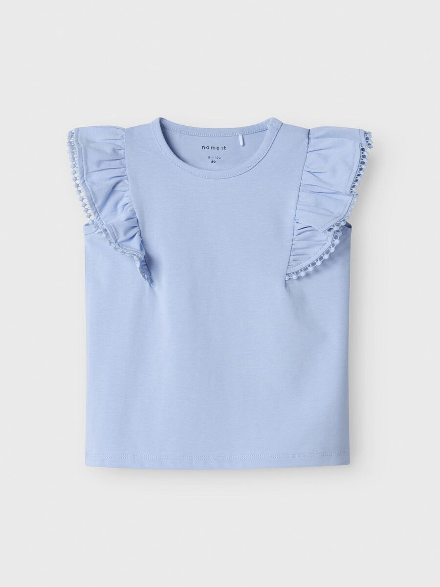 T-SHIRT M/C CELESTE CON VOLANT – NAME IT - immagine 2