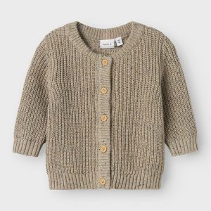 CARDIGAN A NIDO D’APE MELANGE CON BEIGE – Name it