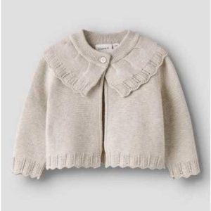 CARDIGAN CON COLLO LAVORATO BEIGE – Name it