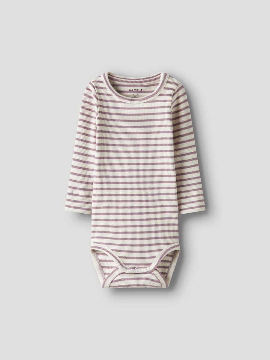 COMPLETO MAGLIA BODY con LEGGINGS A RIGHE B.CO e LILLA – Name it