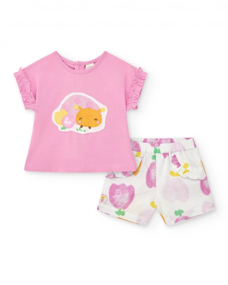 COMPLETO 2PZ CON SHORTS FIORI B.CO – TUC TUC - immagine 2