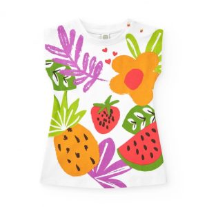 VESTITO BIANCO CON STAMPA COLORATA – TUC TUC