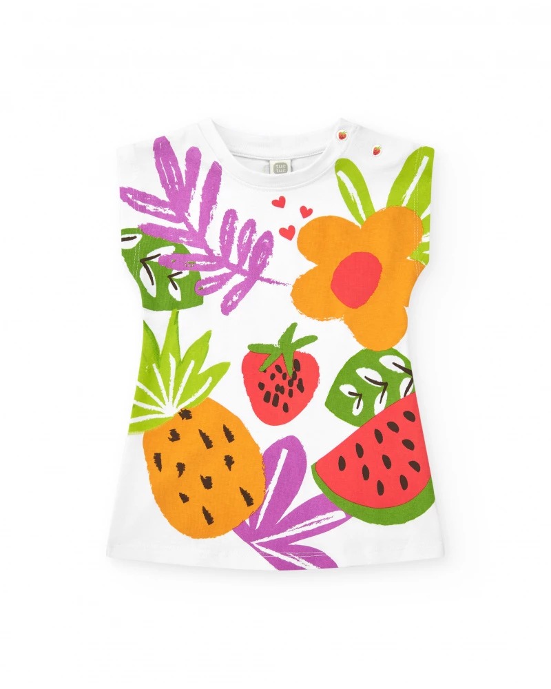 VESTITO BIANCO CON STAMPA COLORATA – TUC TUC - immagine 2