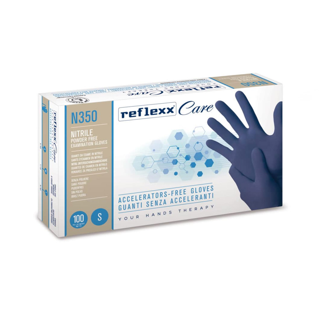 Guanti monouso in nitrile Reflexx care N350 Senza Acceleranti 100 pz. - immagine 2