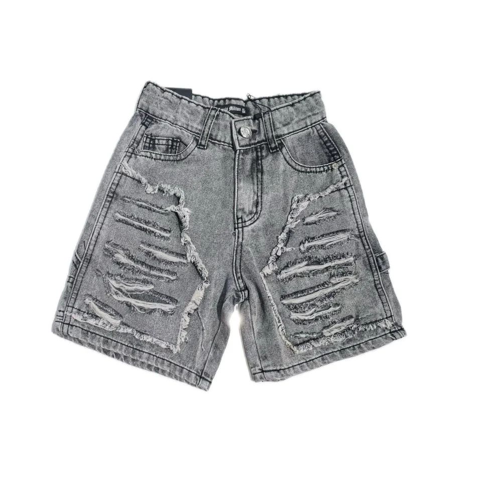 Bermuda Armata Militare Jeans Bambino con Rotture - immagine 2