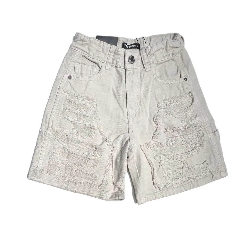 Bermuda Armata Militare Jeans Bambino con Rotture - immagine 3