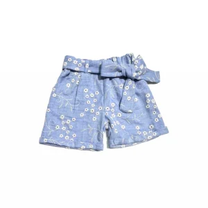 Mini Lù Short in Cotone Con Fiocco e Ricami a Fiorellini